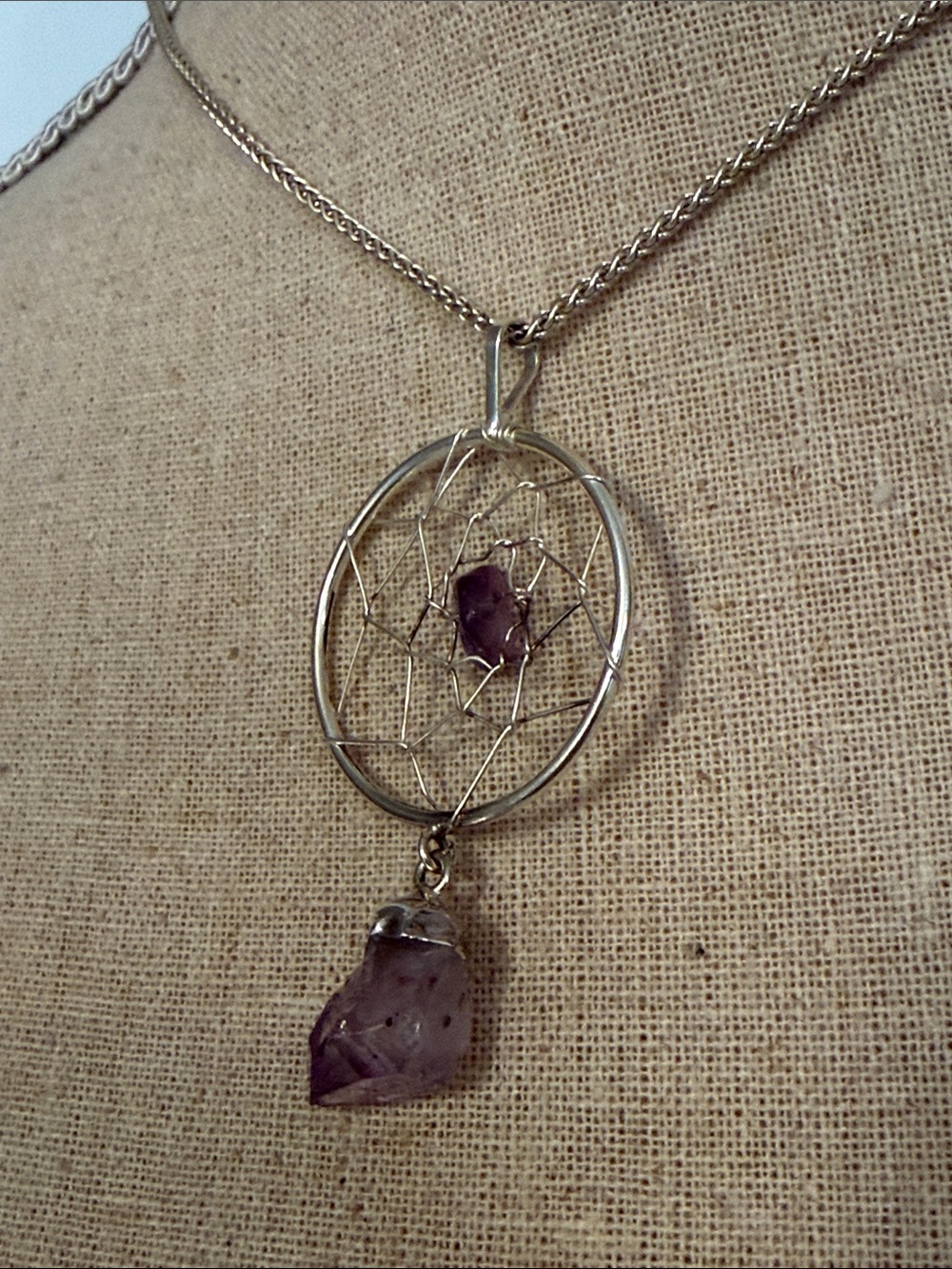 QGI ITALY 925 STERLING SILVER NECKLACE 24” NATIVE AMERICAN DREAMCATCHER PENDANT